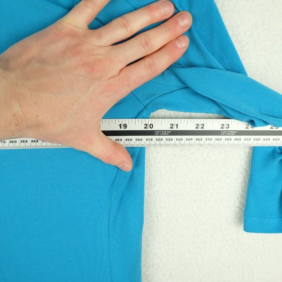 Bellissima Womens Cardigan Sweater Medium Blue Shawl Open Lightweight Stretchy - Picture 7 of 8